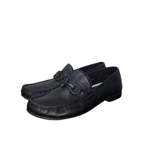 Salvatore Ferragamo Other - Salvatore Ferragamo Black Leather Loafers Mens 9 E Italy Horsebit Dress Shoes